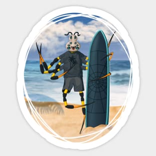 Surfing Spider Dude - Summer Adventure Vacay Pic Sticker